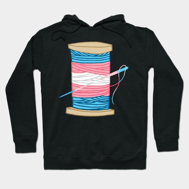 Thread Spool of Transgender Pride Flag Japanese Ocean Wave Hoodie by Mochabonk